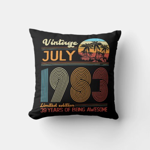 Vintage July 1983 Limited Edition Birthday  Throw Pillow