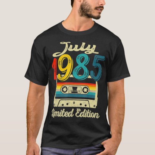 Vintage July 1985 Cassette Tape 37th Birthday Deco T_Shirt