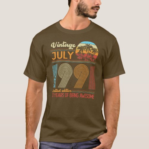 Vintage July 1991 31 Years Old 31th B Day T_Shirt
