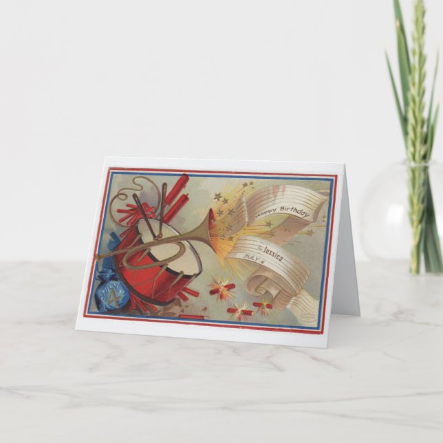 Vintage July 4 birthday greeting card (Front)