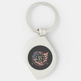 Vintage July 4th 1776 Flag Shield Keychain
