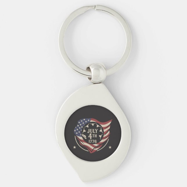 Vintage July 4th 1776 Flag Shield Keychain (Front)