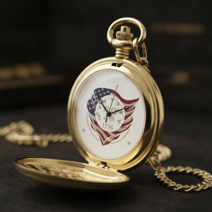 Vintage July 4th 1776 Flag Shield Pocket Watch