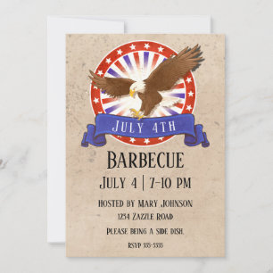 Vintage July 4th Eagle Logo Invitation