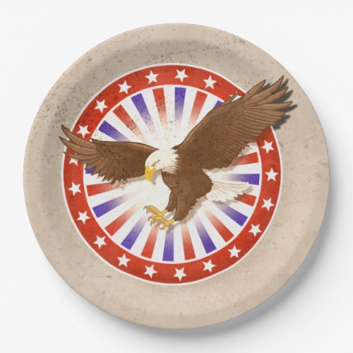 Vintage July 4th Eagle Logo Paper Plates