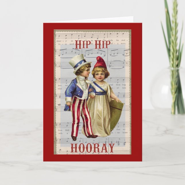 Vintage July 4th "Hip Hop Hooray" Children Card (Front)