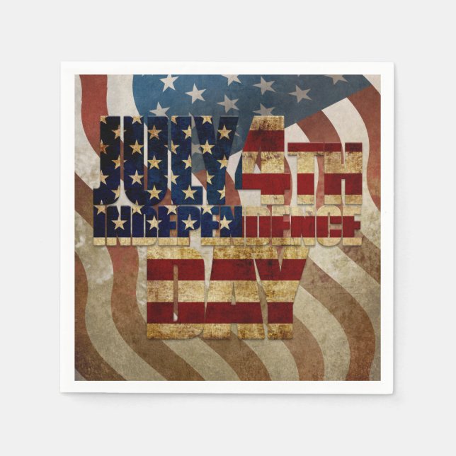 Vintage July 4th Independence Day Design Napkins (Front)