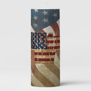 Vintage July 4th Independence Day Design Pillar Candle