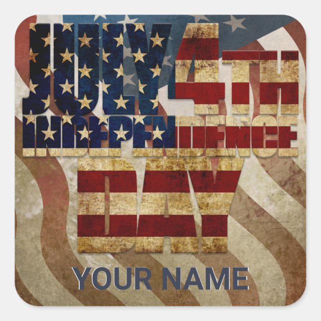 Vintage July 4th Independence Day Design Square Sticker (Front)