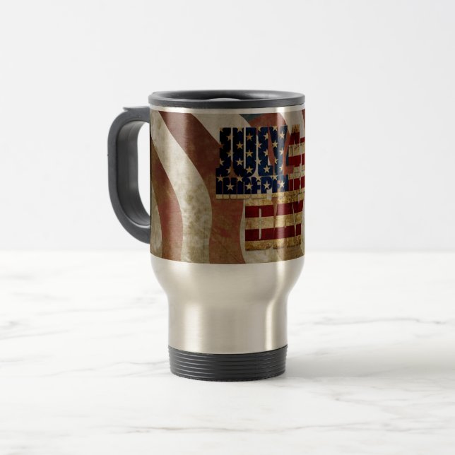 Vintage July 4th Independence Day Design Travel Mug (Front Left)