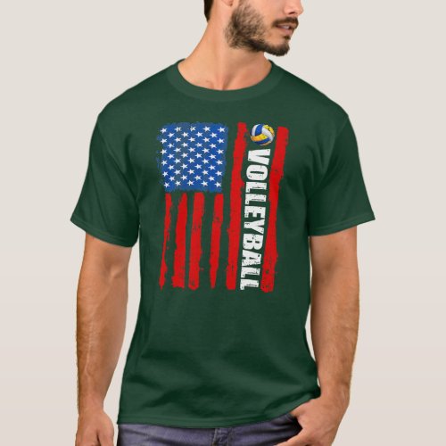 Vintage July 4th US Flag Volleyball Retro Men T_Shirt