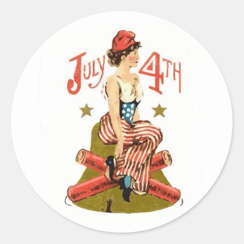 Vintage July 4th Vector Classic Round Sticker