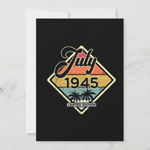 Vintage July 75 Year 1945 75th Birthday Gift Invitation