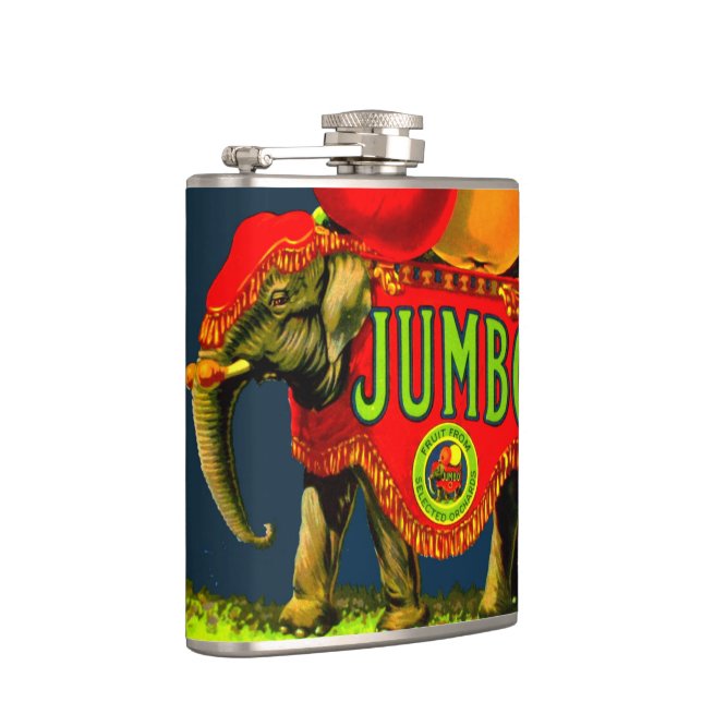 Vintage Jumbo Circus Elephant Fruit Label Flask (Right)