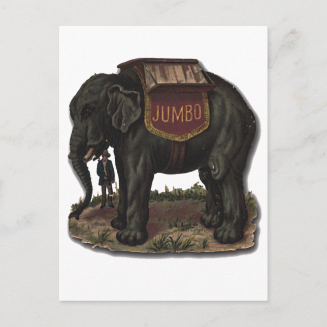 Vintage Jumbo Circus Elephant Retro Die-Cut Card (Front)