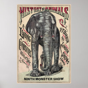 VINTAGE JUMBO the ELEPHANT CIRCUS AD c. 1883 Poster