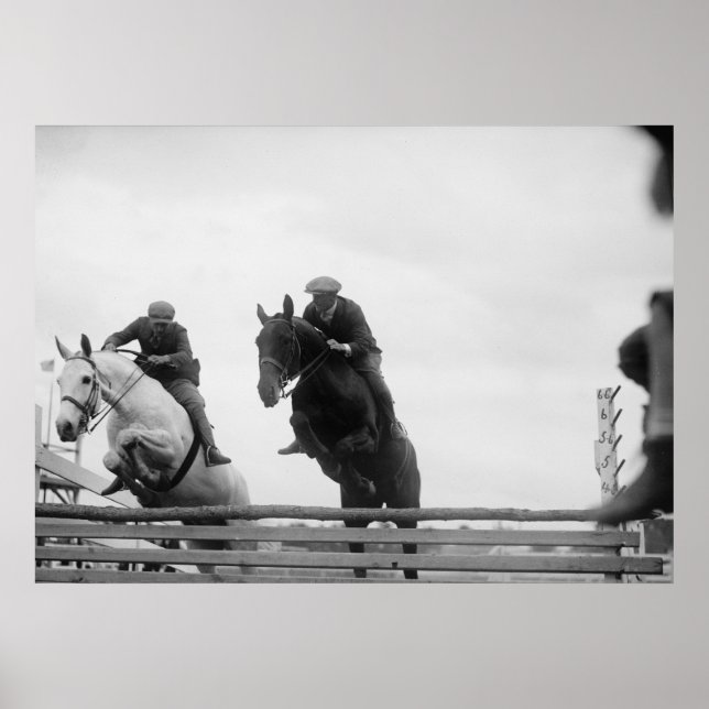 Vintage Jumping Horses Poster (Front)