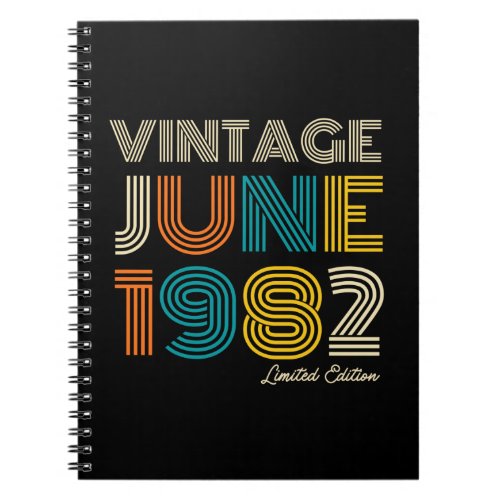  Vintage June 1982 Limited Edition 42nd Birthday Notebook