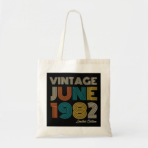  Vintage June 1982 Limited Edition 42nd Birthday Tote Bag