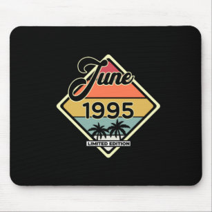 Vintage June 25 Year 1995 25th Birthday Gift Mouse Pad
