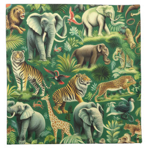 Vintage Jungle Animals Pattern Cloth Napkin