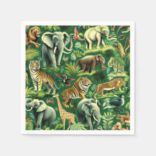 Vintage Jungle Animals Pattern Napkins