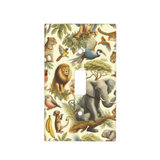 Vintage Jungle Animals Watercolor Light Switch Cover