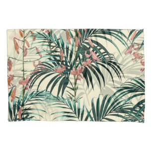 Vintage Jungle: Dark Green, Orange Lily. Pillow Case