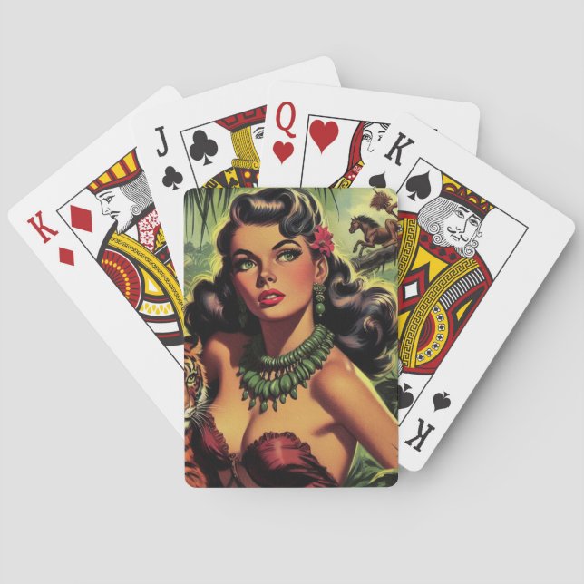 Vintage Jungle Girl Pin Up Poker Cards (Back)