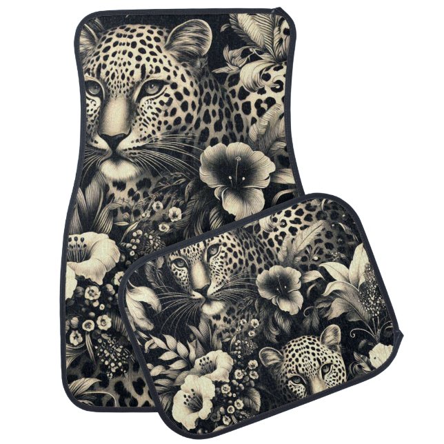 Vintage Jungle Jaguar Car Floor Mat (Set)