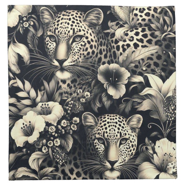 Vintage Jungle Jaguar Cloth Napkin (Front)