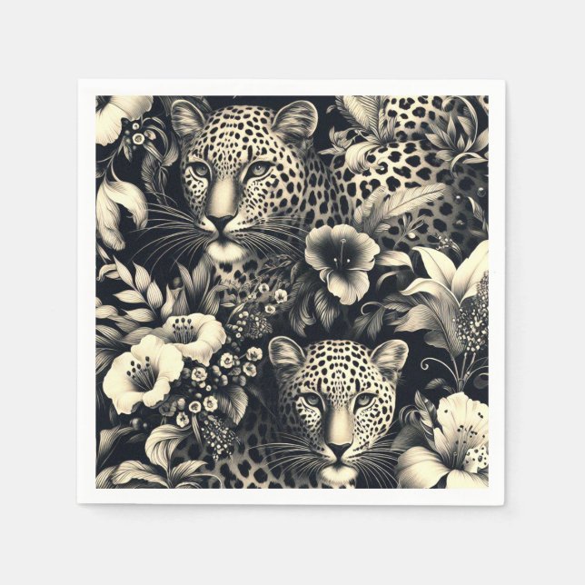 Vintage Jungle Jaguar Napkins (Front)