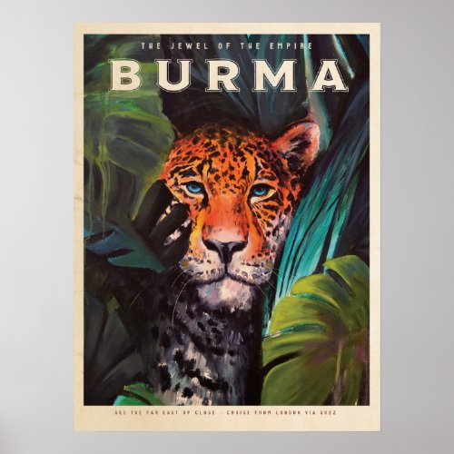 Vintage jungle leopard poster