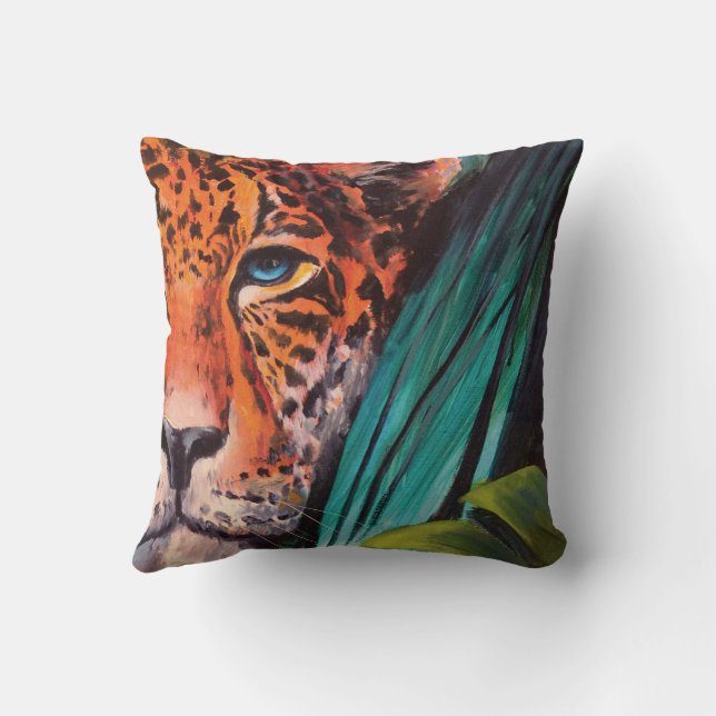 Vintage jungle leopard throw pillow (Back)