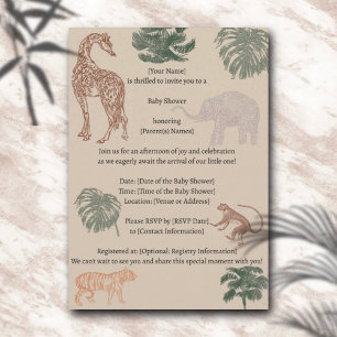 Vintage Jungle Safari Baby Shower Invitation