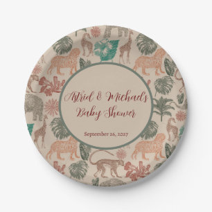 Vintage Jungle Safari Baby Shower  Paper Plates