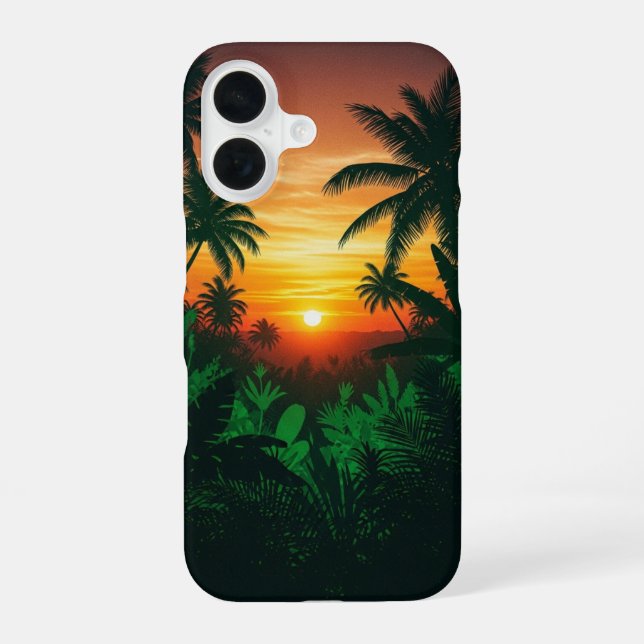 Vintage Jungle Sunset iPhone Case (Back)
