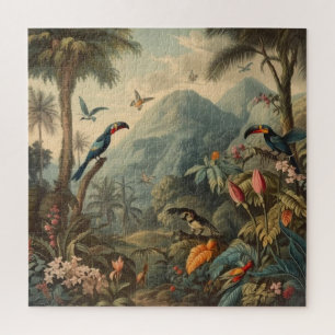 Vintage Jungle Toucan Botanical Paradise Custom Jigsaw Puzzle