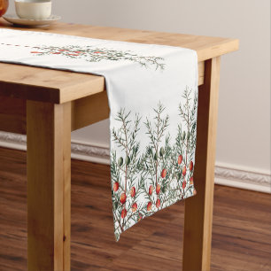 Vintage Juniper Greenery Pattern Short Table Runner