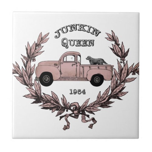 Vintage Junkin Queen truck tile decor