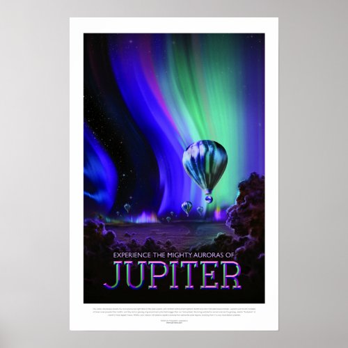Vintage Jupiter Mighty Auroras Balloon Travel Poster
