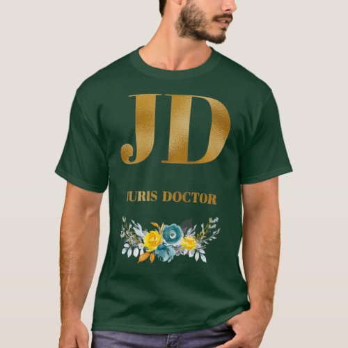 Vintage Juris Doctor Floral Print with Yellow and  T_Shirt