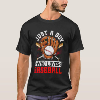 Vintage Just A Boy Funny Who Loves Funny Baseball T-Shirt