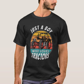 Vintage Just A Boy Who Loves Tractors Farm 1 T-Shirt