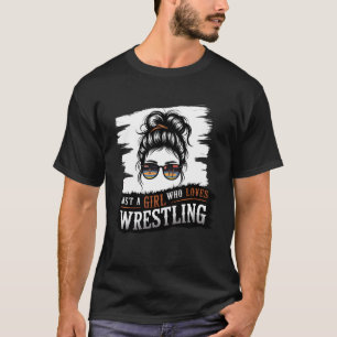 Vintage Just A Girl Who Loves Wrestling Wrestler L T-Shirt