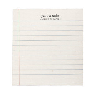 Vintage Just A Note College Ruled Lined Notepad