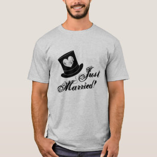 Vintage just married t shirt for groom husband