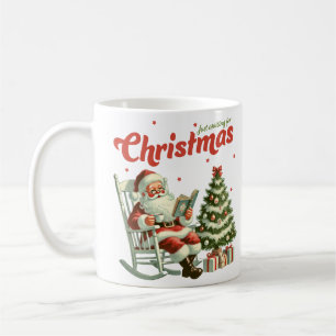 Vintage just waiting for Christmas Santa Claus Coffee Mug