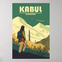 Vintage Kabul, Afghanistan Travel Poster