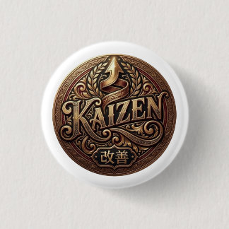 Vintage Kaizen Crest Button | Continuous Improveme